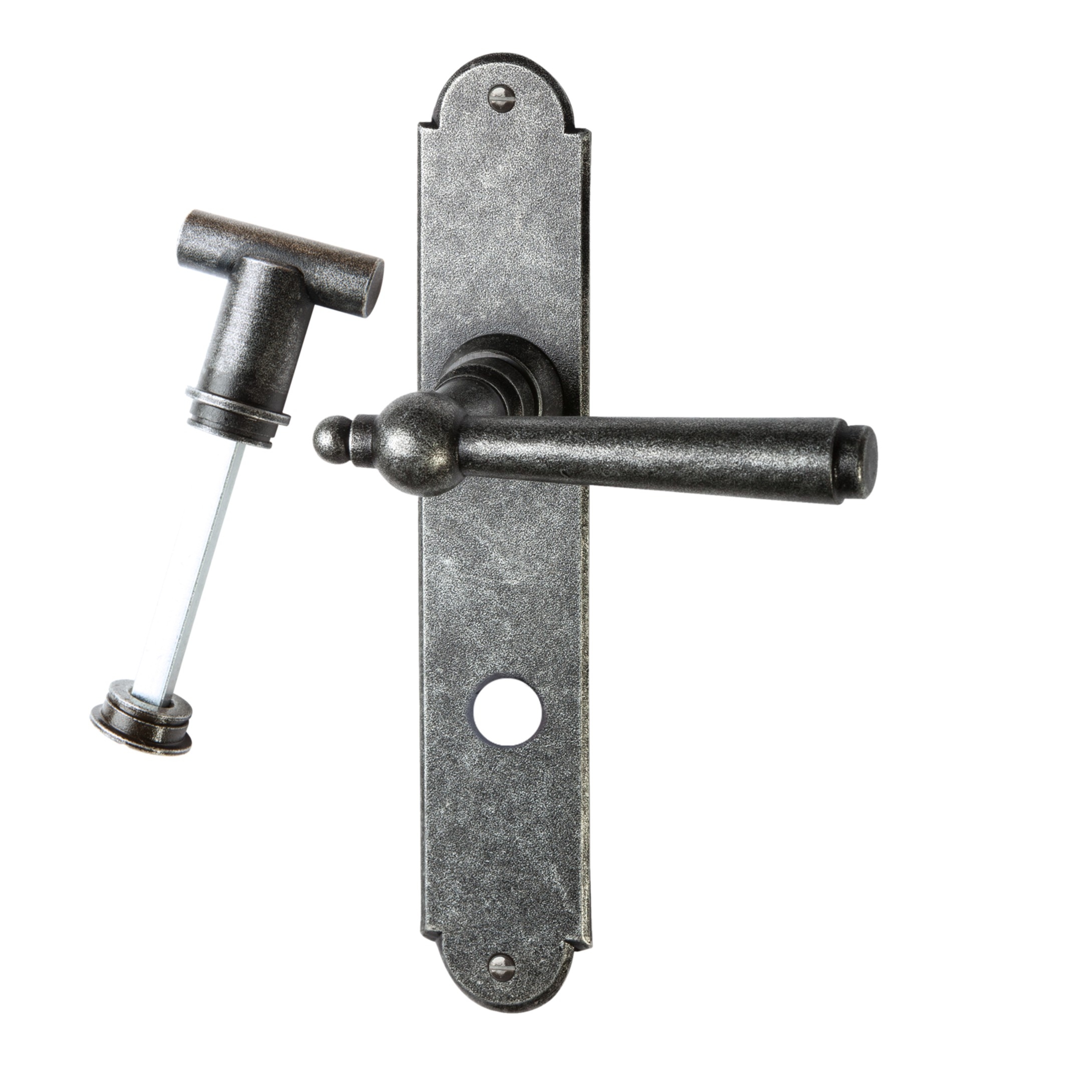 Badezimmertürgarnitur WC. Dist. 78 in Eisen. LxB Badezimmertürgarnitur in Schmiedeeisen schwarz passiviert WC 78 mit TD052 Serie TG501 Bild1