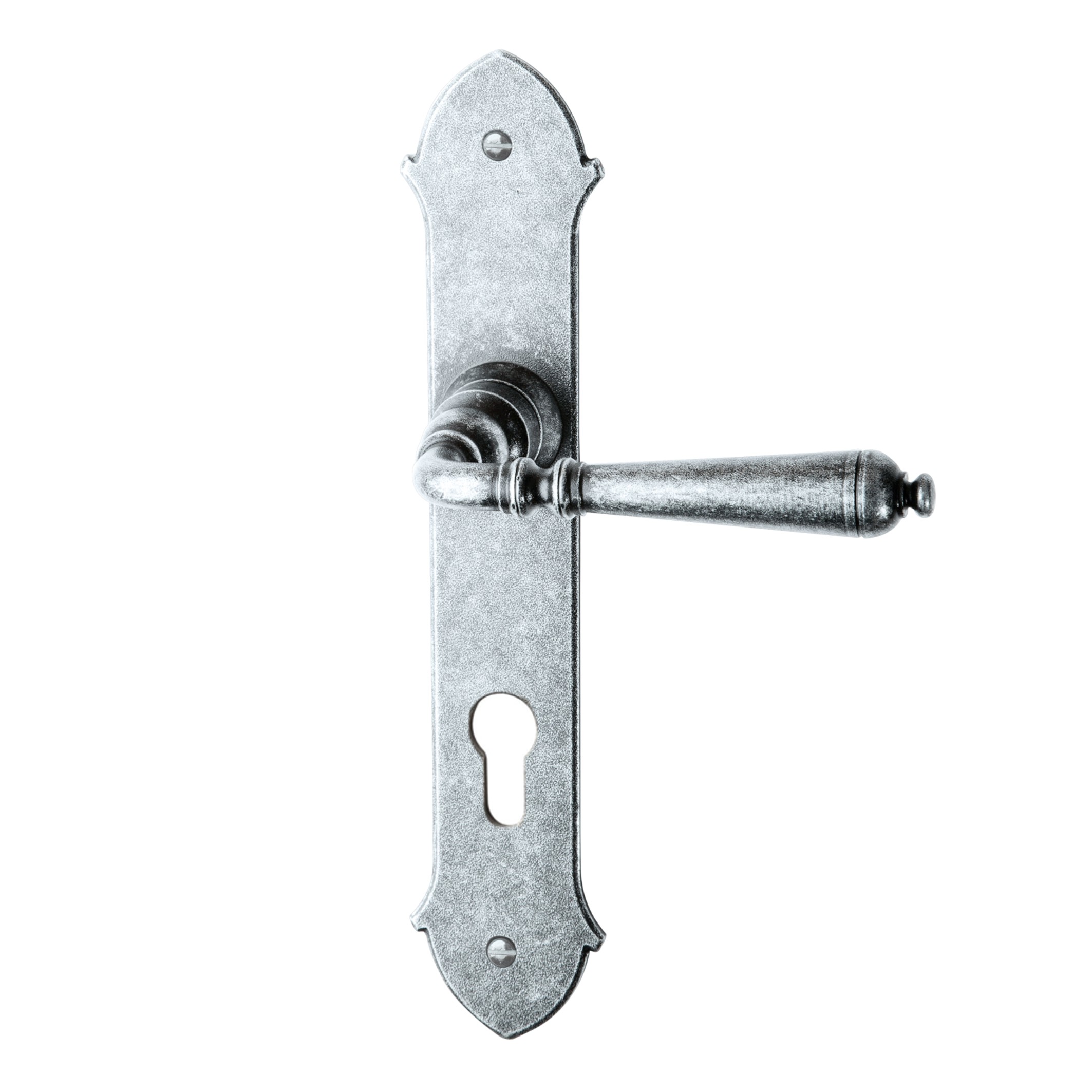 Haustürgarnitur in Schmiedeeisen thermopatiniert ® PZ 92 mit TD053 Serie TG519 Bild1