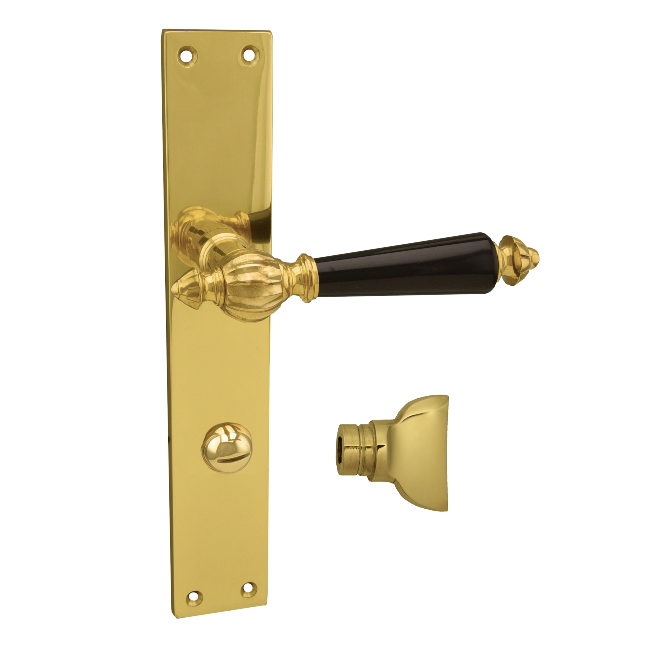 Badezimmertürgarnitur WC. Dist. 78 in Messing. LxB Badezimmertürgarnitur in Messing glänzend WC 78 mit TD039 Serie TG041 Bild1