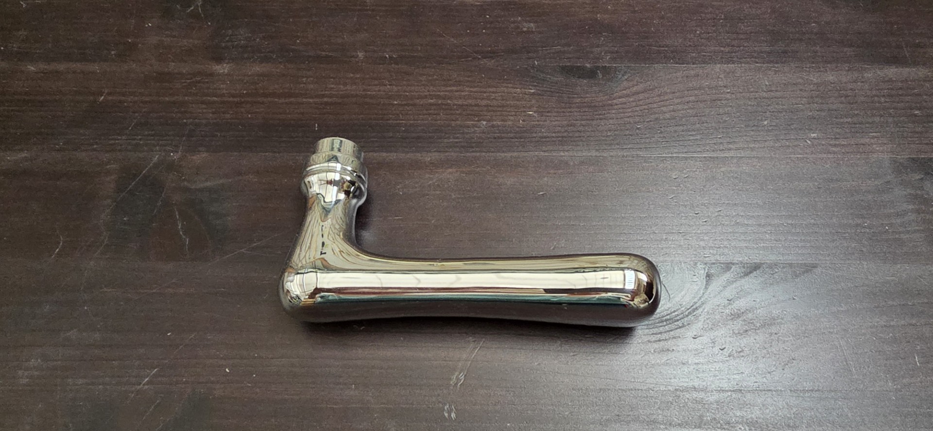 Haustürdrückerpaar aus Messing verchromt mit Schutzlack glänzend Grifflänge 120 mm