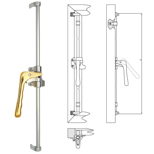 Bremer Fensterdrehstange 1flg auswärts 1000mm, li Messing MGL Serie FD005 Bild1