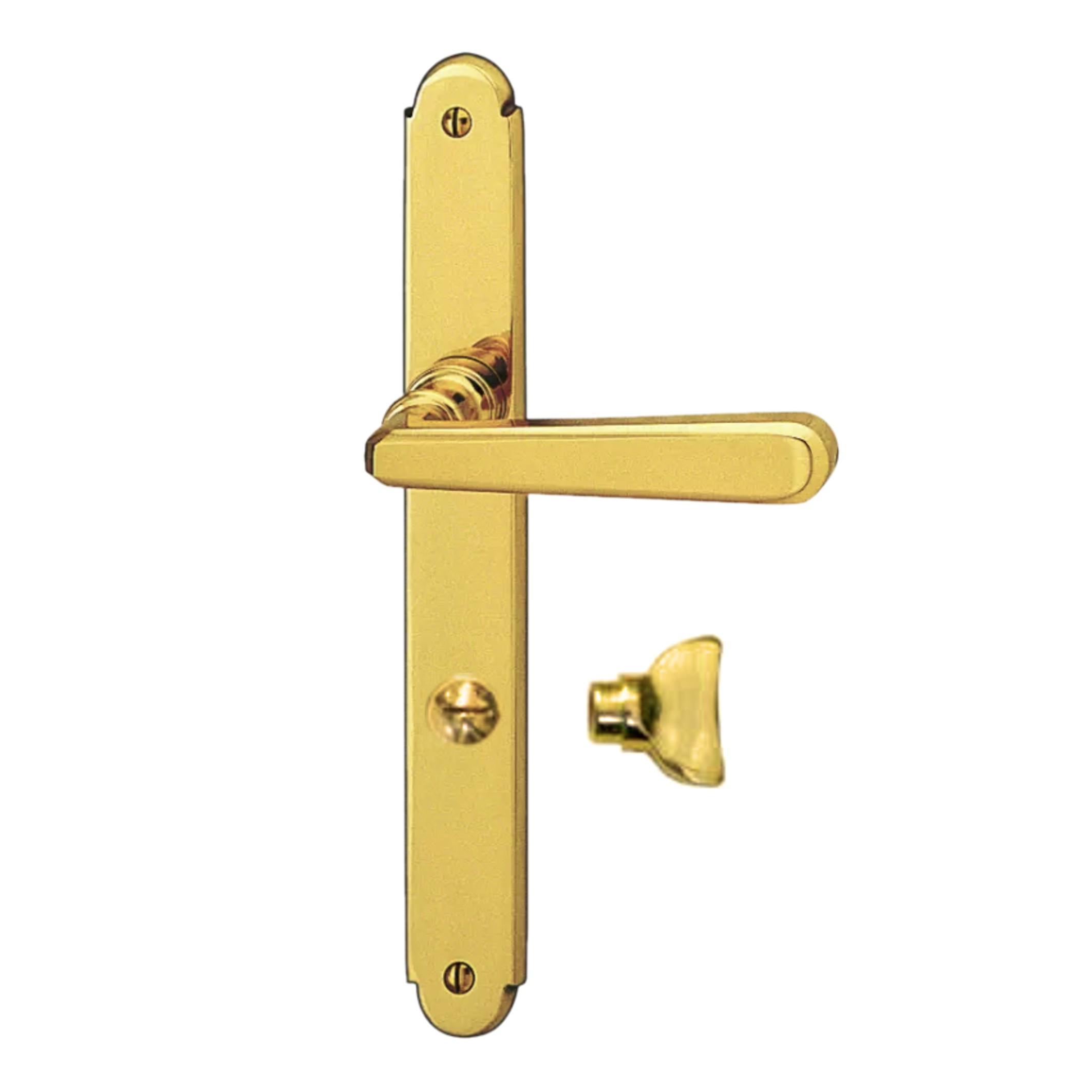 Badezimmertürgarnitur WC. Dist. 78 in Messing. LxB Badezimmertürgarnitur in Messing glänzend WC 78 mit TD025 Serie TG025 Bild1