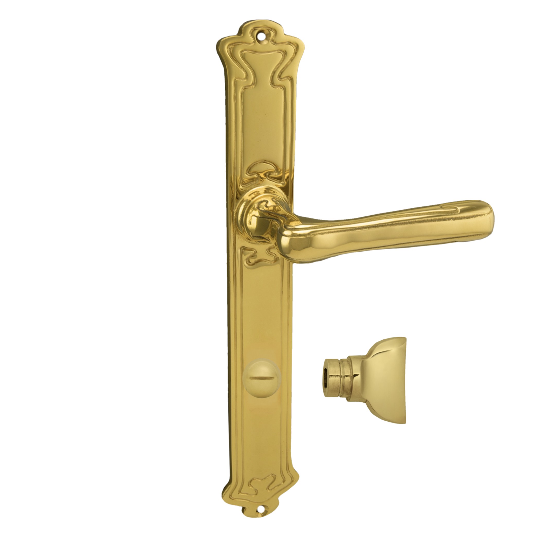 Badezimmertürgarnitur WC. Dist. 78 in Messing. LxB Badezimmertürgarnitur in Messing glänzend WC 78 mit TD113 Serie TG113 Bild1