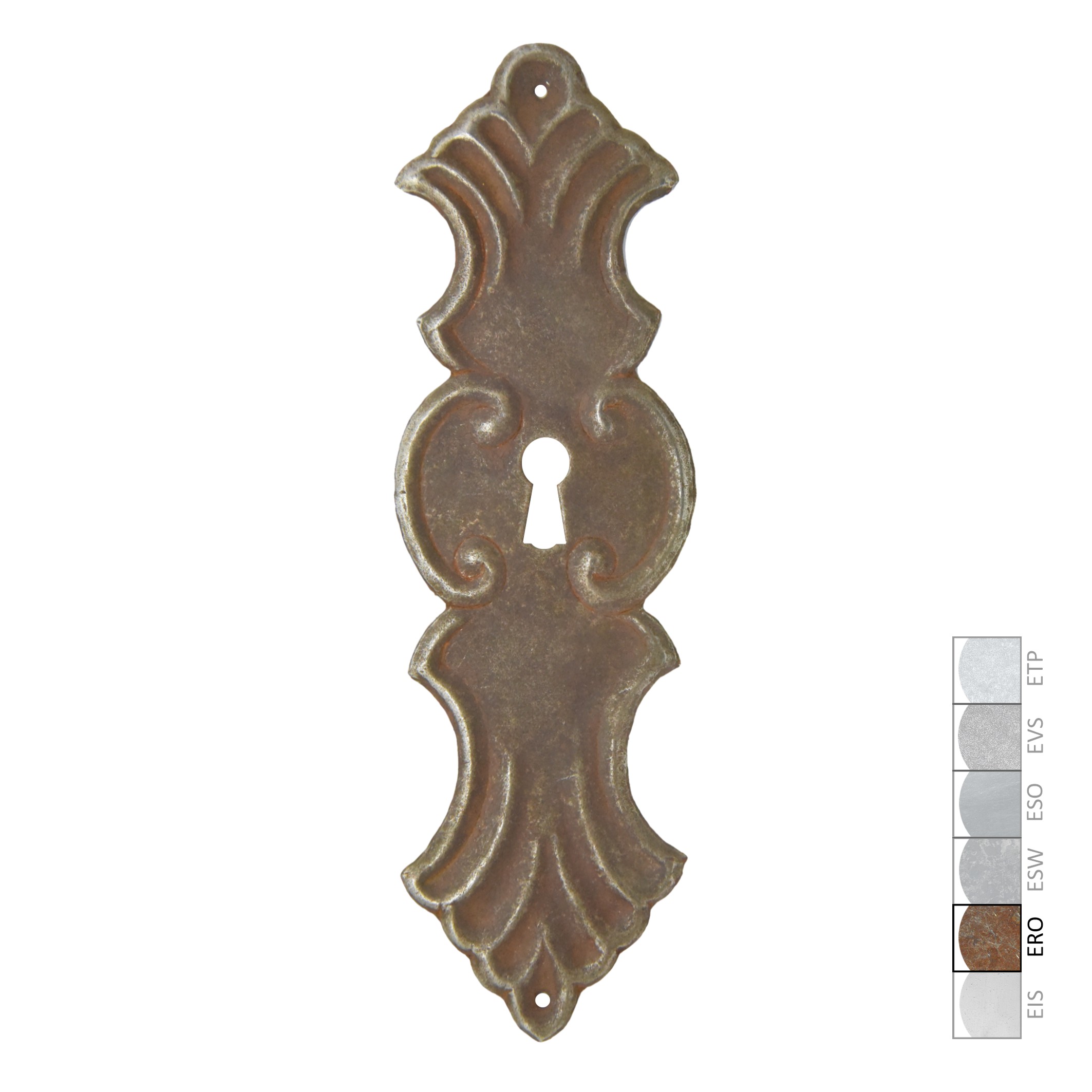 Barock Schlüsselschild 50 x 165mm mit Schlüsselloch, Eisen Serie BA021 Bild1