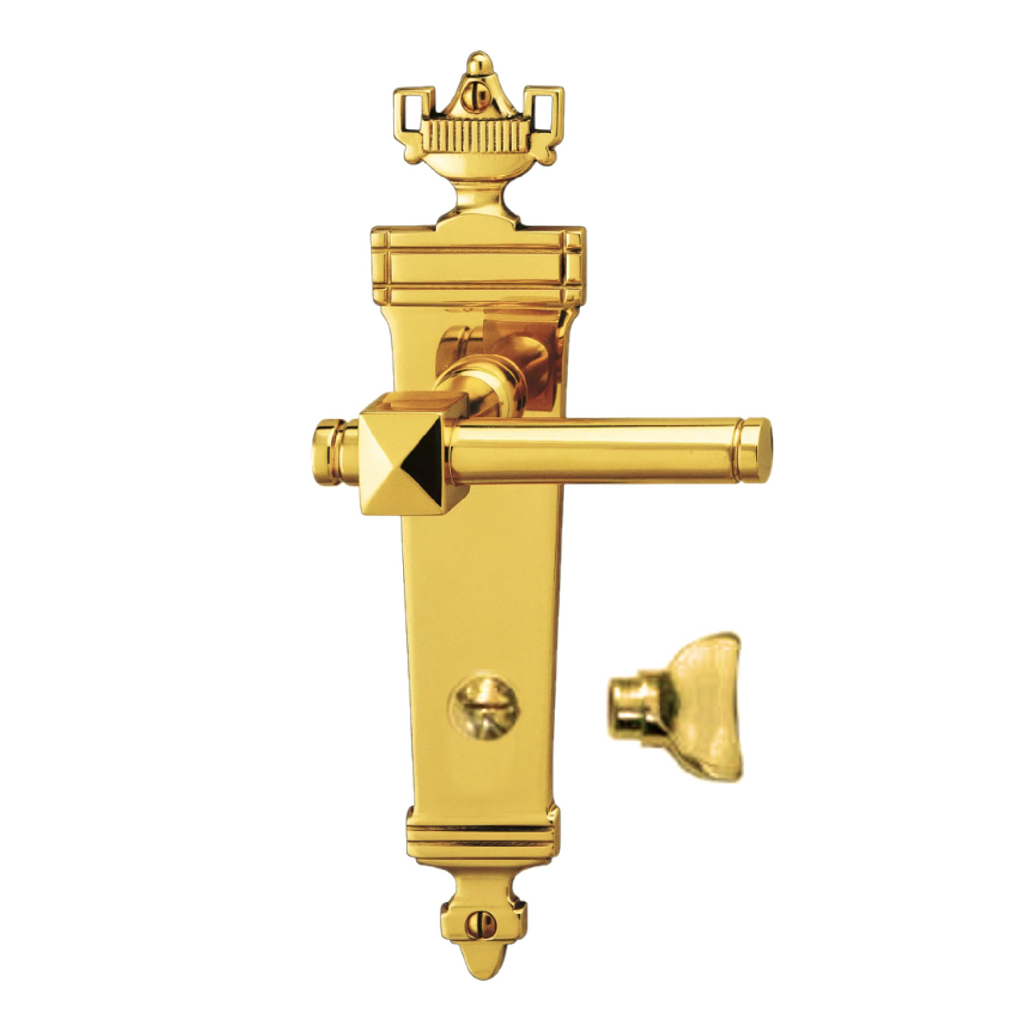 Badezimmertürgarnitur WC. Dist. 78 in Messing. LxB Badezimmertürgarnitur in Messing glänzend WC 78 mit TD020 Serie TG020 Bild1