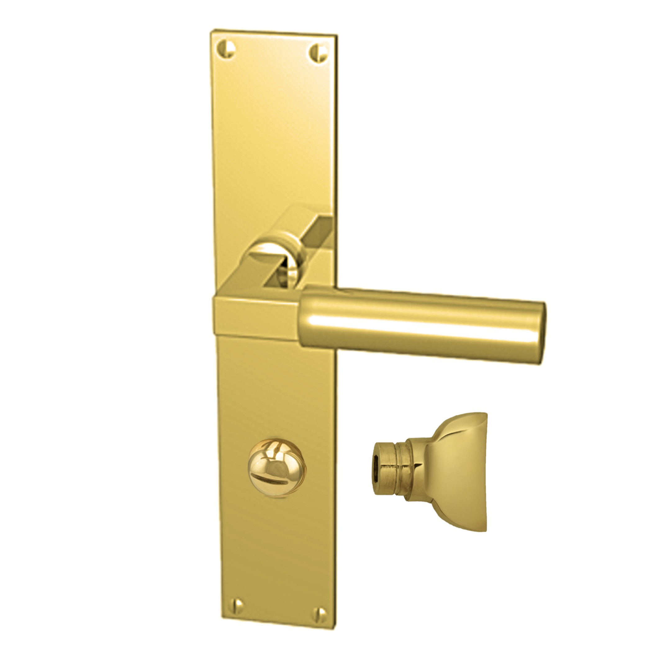 Badezimmertürgarnitur WC. Dist. 78 in Messing. LxB Badezimmertürgarnitur in Messing glänzend WC 78 mit TD041 Serie TG041 Bild1