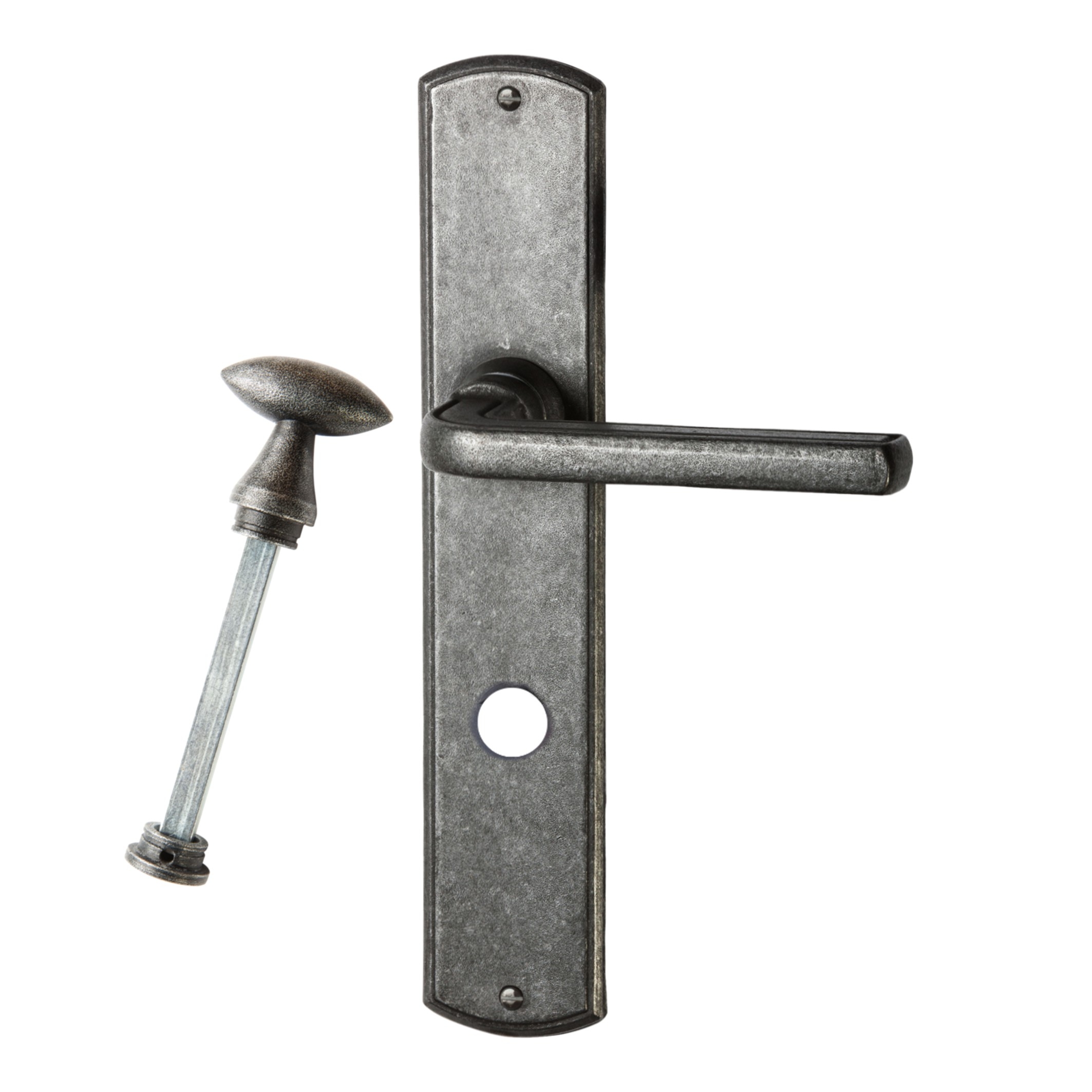 Badezimmertürgarnitur WC. Dist. 78 in Eisen. LxB Badezimmertürgarnitur in Schmiedeeisen schwarz passiviert WC 78 mit TD054 Serie TG516 Bild1