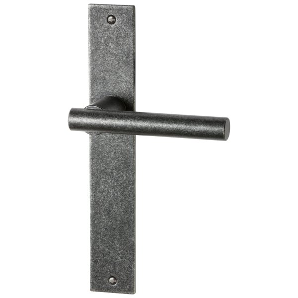Zimmertürgarnitur in Eisen schwarz passiviert (BB). Dist. 72 mm, 237x38 mm Bild1